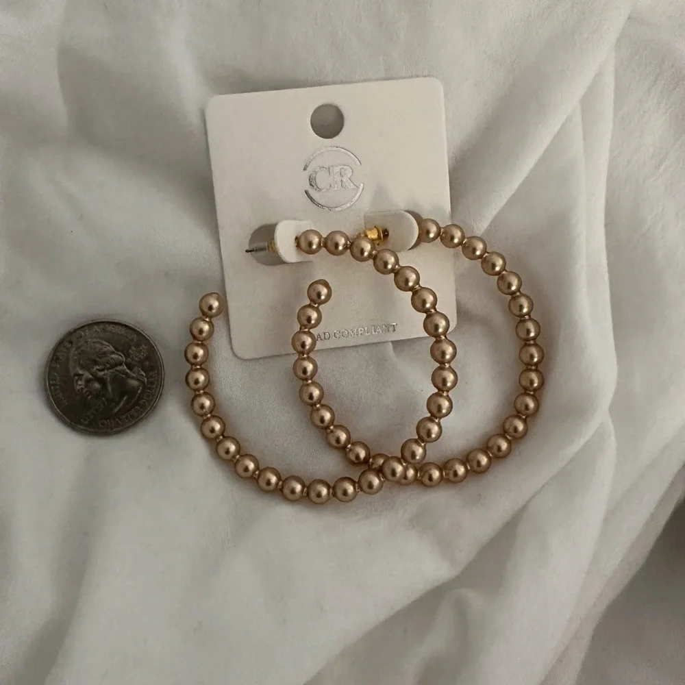 Gold bubble hoop earrings - Picture 5 of 7